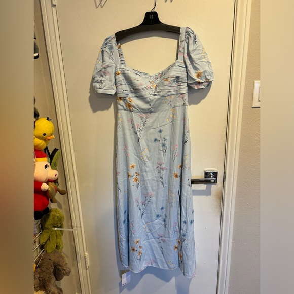 SELF-PORTRAIT Floral Watercolour Crepe Midi Dress - Picture 3 of 11